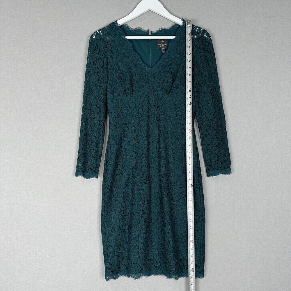 Adrianna Papell Womens Dress 4 Teal Blue Fallen For Him Sheath Lace Cocktail - Picture 4 of 12